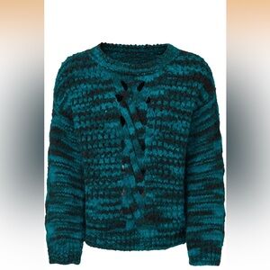 Sita Murt Elegant Teal and Black Knit Sweater
